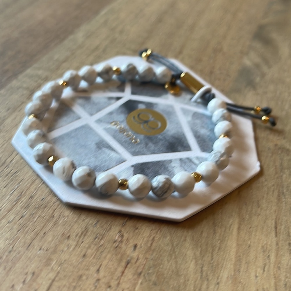 Gorjana Power Gemstone Beaded Bracelet | NWT | Howlite & Gold - Picture 6 of 8